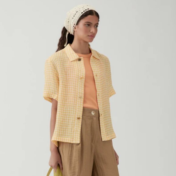 Marty Shirt Linen Check Yellow - Picture 3 of 7